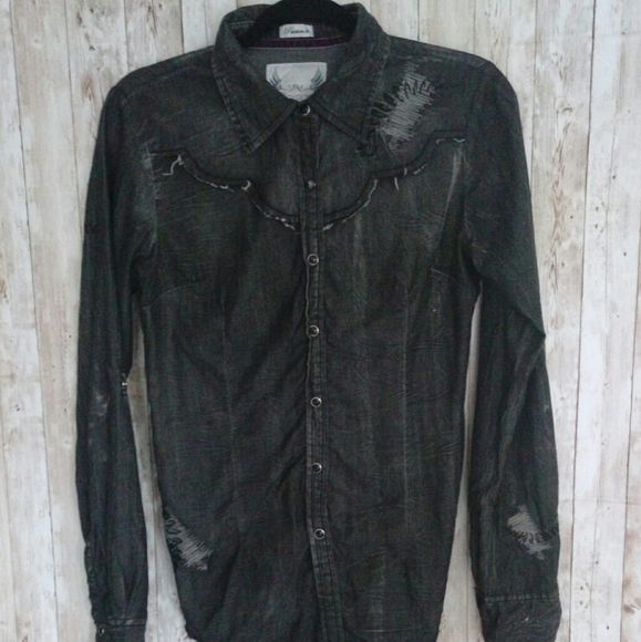 Roar charcoal Button Up Shirt Sz.L - Picture 3 of 8